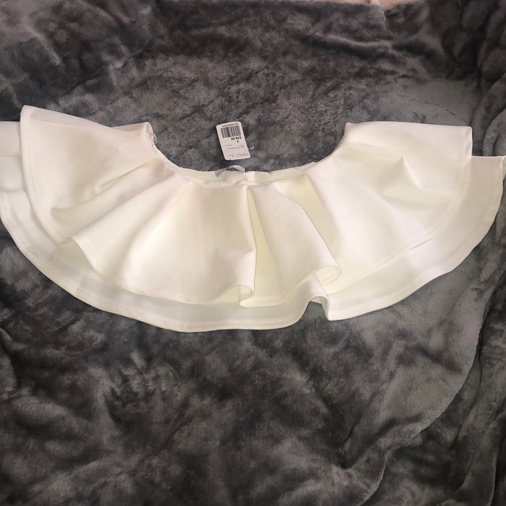 white off the shoulder crop top